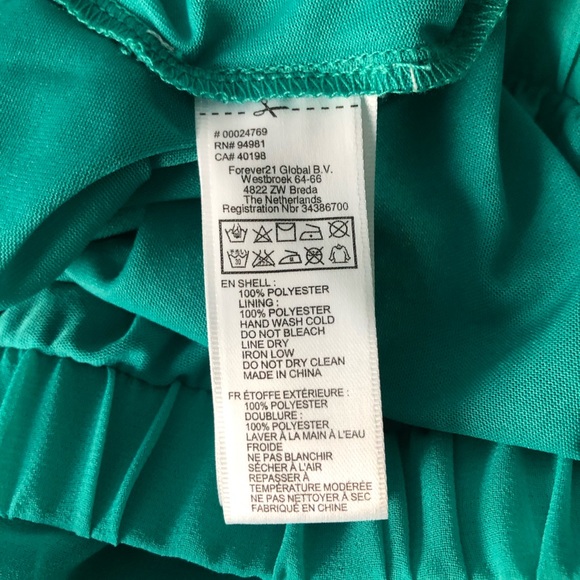 Teal 2 layer elastic waist chiffon skirt - Picture 3 of 5